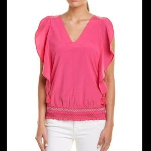 Trina Turk Pink Ruffle Waist Sleeveless Top NWT